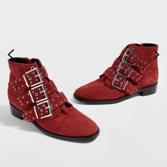 Topshop Shoes - NWT TopShop Krown Studded Boots Red Suede